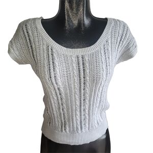 Garage Grey Short Drop Sleeve Open Knit Top S